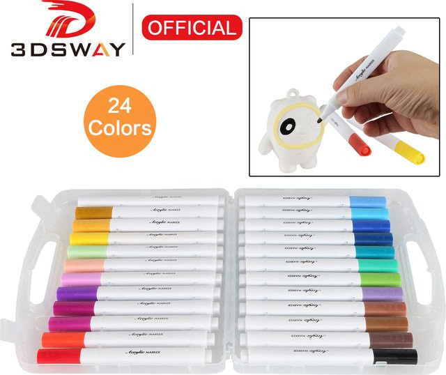 24 Farben Acryl Marker Set für DIY Malerei und 3D-Druck Zubehör von 3DSWAY in Multicolour - Bild 1