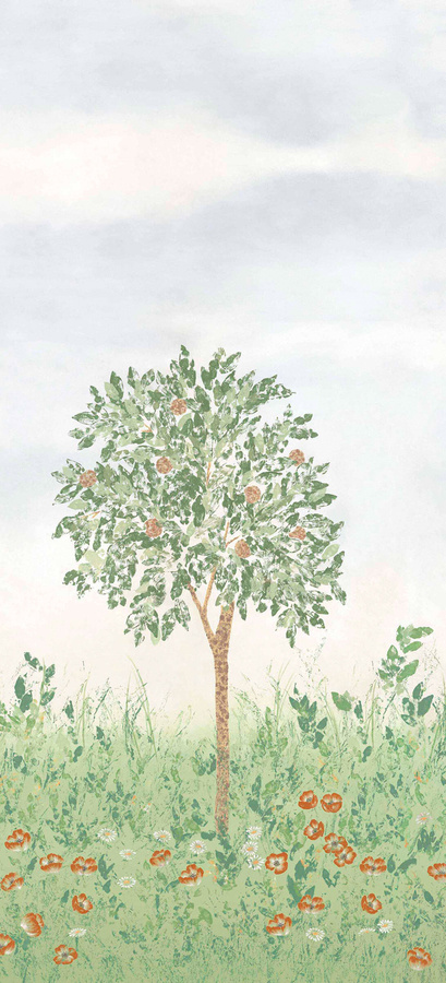 Isidore Leroy Mural Fresco Naturel Panel B Wandtapete mit botanischem und floralem Design in Multicolour, Breite: 330 cm, Höhe: 150 cm - Bild 1