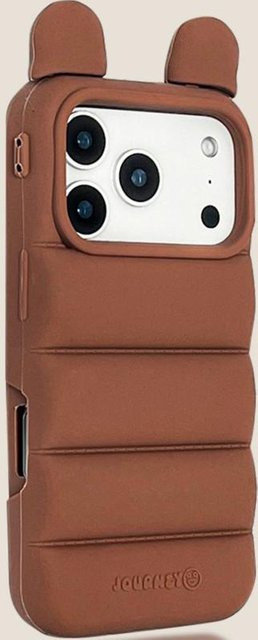 ASONPAI Handyhülle mit 3D-Teufelshörnern und Daunenjackenmuster für iPhone 14, Farbe: Braun - Bild 1
