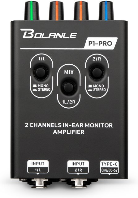 Bolanle P1 PRO Typ-C Dual-Kanal Stereo IEM Verstärker, In-Ear Personal Monitor Mixer Kopfhörerverstärker, Schwarz - Bild 1