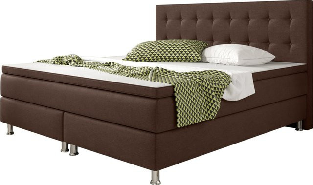 Inter Trading Boxspringbett Köln in Braun mit Webstoff, B/T: 180 x 200 cm - Bild 1