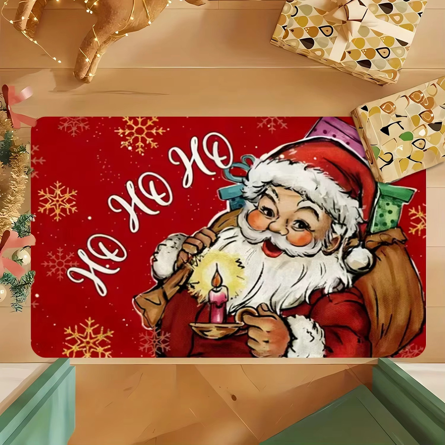 VIKAMA Weihnachtsmann Teppich mit Grafikdruck, rutschfeste Bodenmatte aus Polyester für Wohnzimmer, Kinderzimmer oder Flur, B/T: 60 x 40 cm - Bild 3