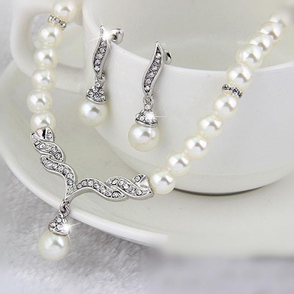 YULIN Schmuck-Set, Halskette, Ohrringe, Perle, Silber, Damen - Bild 1