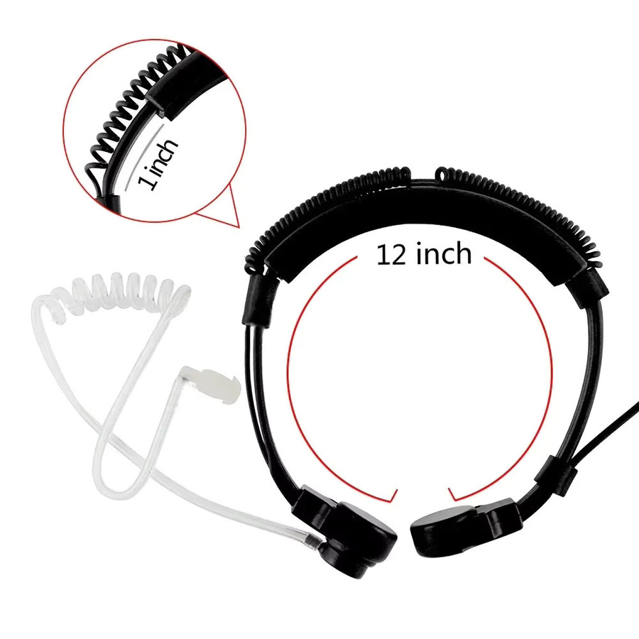 BAOFENG Headset mit verstellbarem Kehlkopfmikrofon, Akustikschlauch-Ohrhörer und Finger-PTT, 3,5 mm Klinke, Schwarz - Bild 3