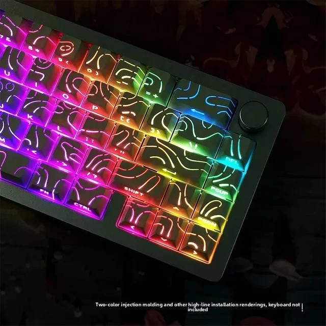 Mechanische Tastatur für MX Gamer mit topografischen PBT Cherry Profil Tastenkappen, 98 Tasten, durchscheinend, Seitendruck-Hintergrundbeleuchtung, Farbe: Weiß/Transparent - Bild 1
