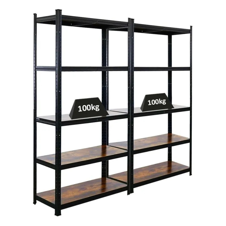 PROREGAL Schwerlastregal Vintage Series Ragnar, 2er Set, Farbe Vintagebraun-Schwarz, H x B x T: 180 x 90 x 40 cm, Fachlast 100 kg - Bild 2