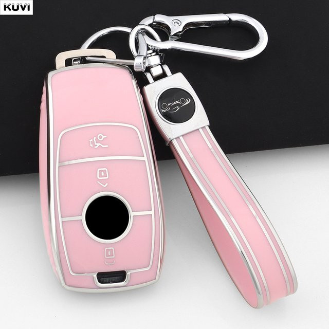 Kuvi TPU Schlüsselhülle für Mercedes Benz E C S GLC Klasse in Pink - Bild 1