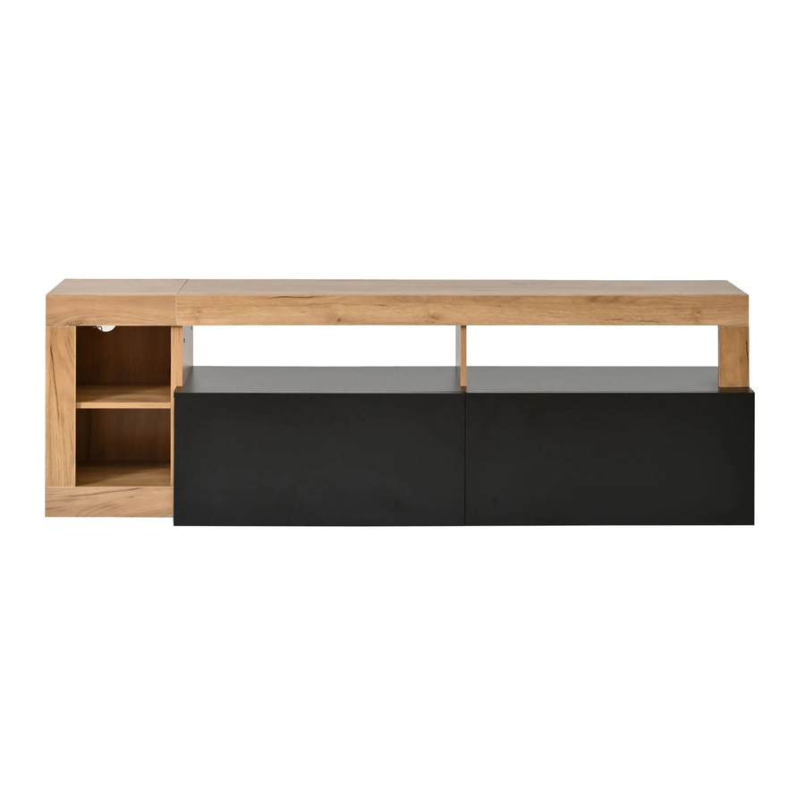 Merax TV-Schrank für bis zu 80 Zoll mit integrierter LED-Beleuchtung, modern, Schwarz, B: 184,0 cm, H: 58,0 cm, T: 42,0 cm - Bild 2