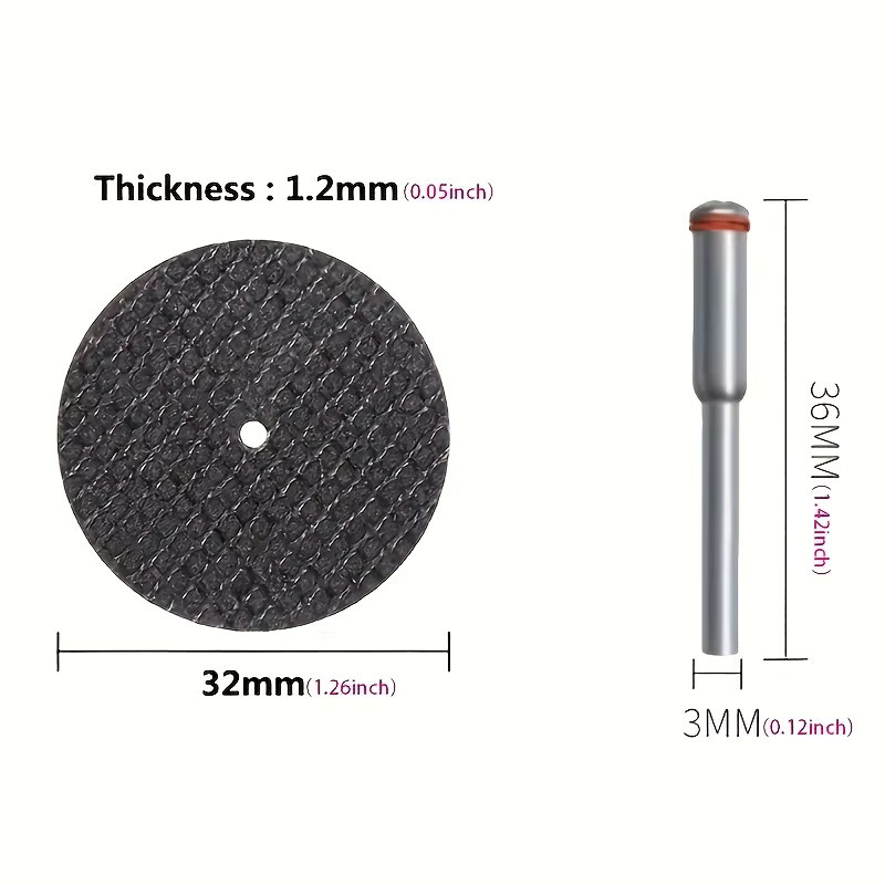 Harz-Trennscheiben Set für Drehwerkzeuge, 1,25 Zoll, Schwarz, ideal für Metall und Holz - Bild 2