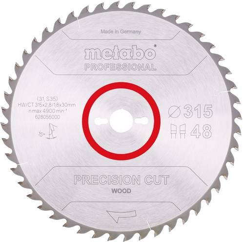 Metabo Kreissägeblatt für Holz, Carbide Tipped, Silber, Durchmesser: 315 mm - Bild 1