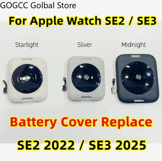 Ersatzset für Apple Watch SE 2. und 3. Generation (2022/2025) mit Batteriefach-Glasabdeckung, Sensor-Flexkabel und Rückseite Gehäuse in Schwarz - Bild 1