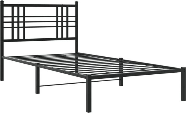 vidaXL Bettgestell aus Metall mit Kopfteil in Schwarz, B/T/H: 100 x 190 x 90 cm - Bild 1