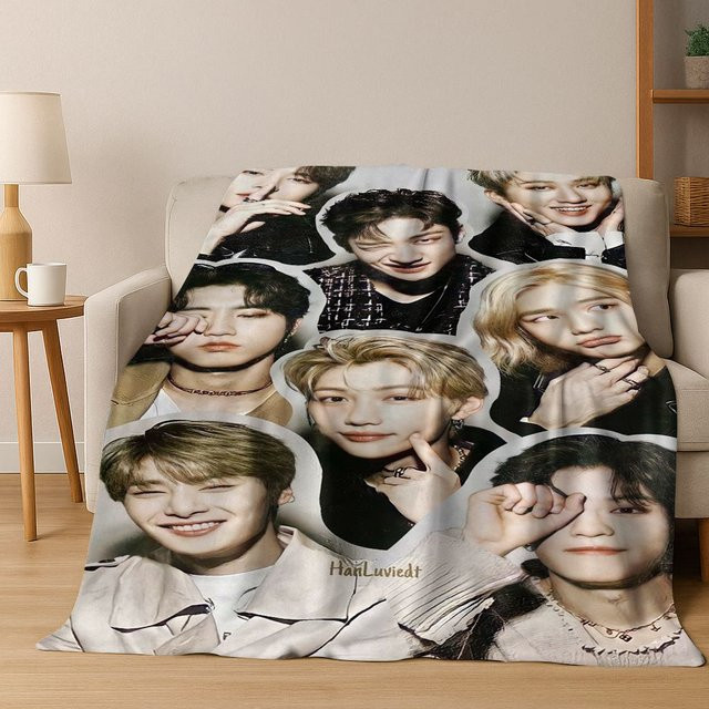 MINISO Stray Kids Flanelldecke Multicolor, weiche Fleece Überwurfdecke für Bett und Reise, B/B/B: 185 x 90 x 75 cm - Bild 1