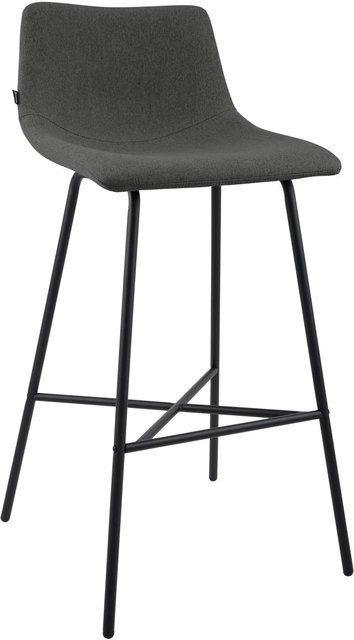 DELUKE Barhocker GEKEL Barstuhl mit Lehne aus Stoff in Dunkelgrau, B/T/H: 44 x 49 x 98 cm - Bild 1