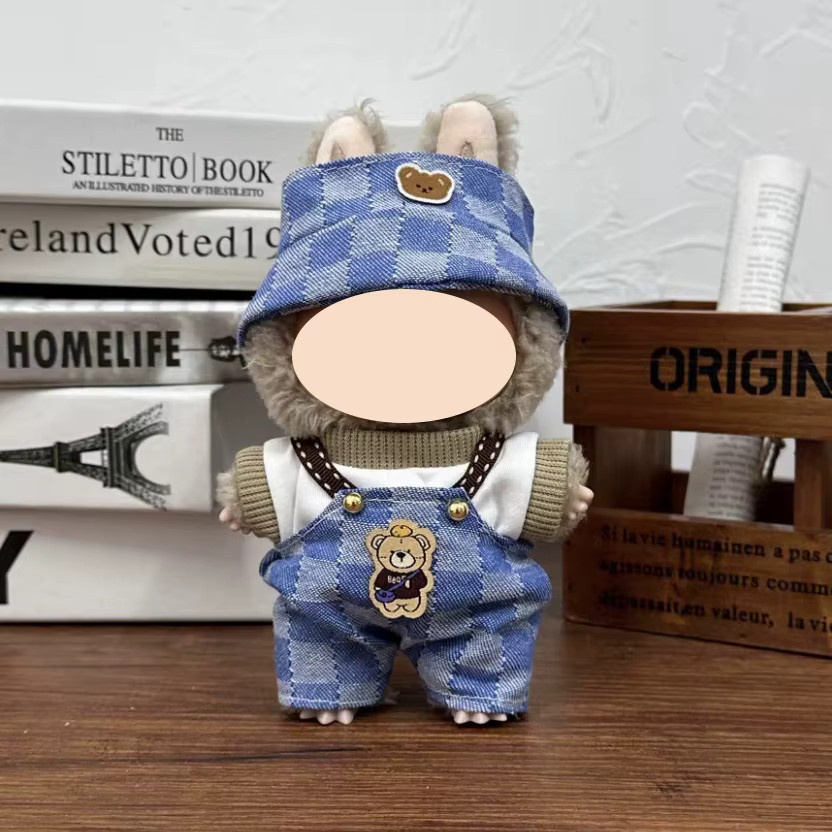 BJDBUS Puppen-Outfit Set für Labubu Figuren aus Textil und Plüsch, bestehend aus Kleid, Outfit und Hut, passend für 17 cm Figuren - Bild 4