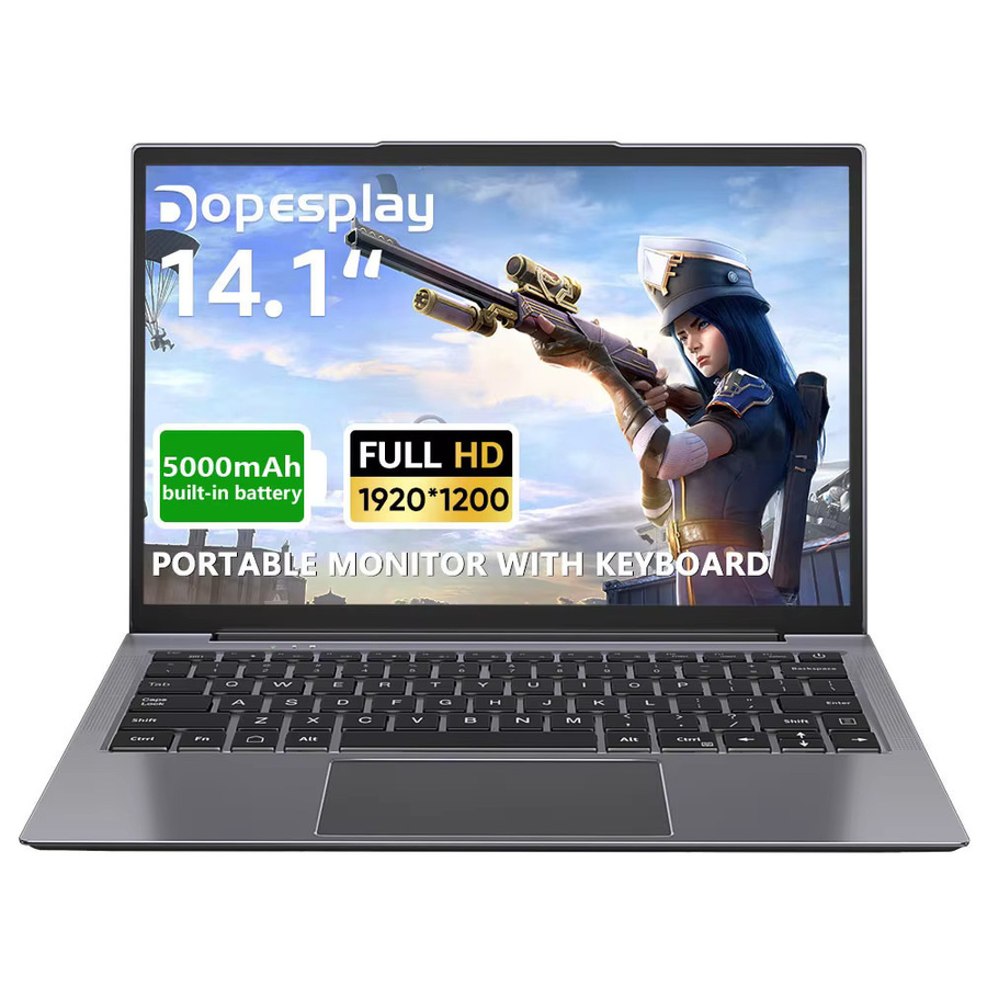Dopesplay 14,1 Zoll tragbarer Lapdock-Monitor mit Tastatur und Akku, 1080P Full HD IPS Display, 60 Hz für Laptop, Steam Deck, Mac und Smartphone - Bild 6