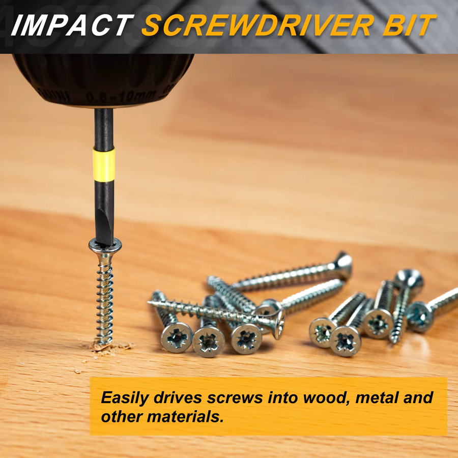UXCELL Schlitz-Schlagschrauber Bits Set SL3-SL6 mit 1/4 Zoll Hex Schaft, magnetische Flachkopf Schraubendreher Bits in Schwarz - Bild 5