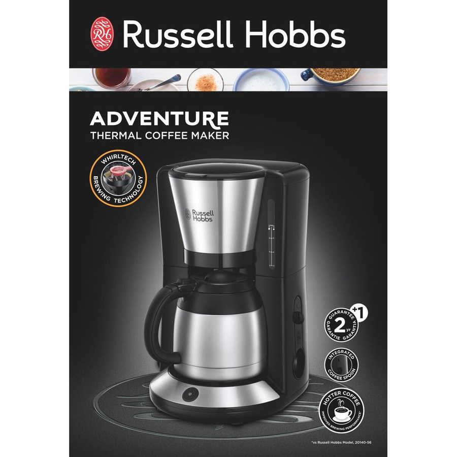 Russell Hobbs Adventure Filterkaffeemaschine mit Thermokanne in Schwarz und Silber, B/H/T: 21,2 x 35,3 x 23,7 cm - Bild 3