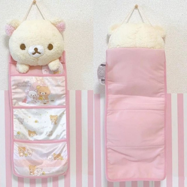 Bandai Rilakkuma Wandmontierte Aufbewahrungstasche in Pink mit großem Fassungsvermögen für die Türaufhängung - Bild 1