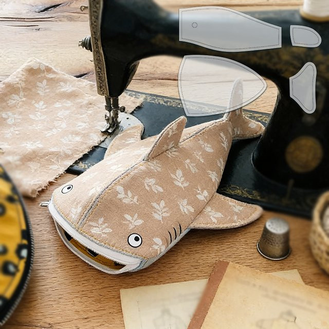 YOMDID 4er-Set Hai-Nähvorlagen aus transparentem Kunststoff für DIY-Federmäppchen und Quilt-Bastelprojekte - Bild 1