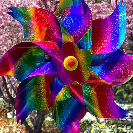 5 Stück glitzernde Windräder von Home Textile Star als reflektierende PET-Vogelabwehr für Garten und Rasen in Bunt - Bild 2