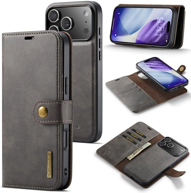 Magnetische Leder Geldbörse Handyhülle mit Kartenfach und Klappständer für iPhone 17 Air 16 Pro Max 15 Plus 14 13 12 11 X XS XR von G.MING in Schwarz, Blau, Braun, Grau oder Rot - Bild 1