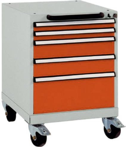 Manuflex BASETEC Schubfachschrank SP1123.2001 mobil, rotorange RAL 2001, 5 Schubfächer, Nutzhöhe: 50 cm - Bild 1