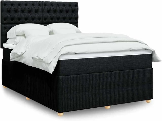 vidaXL Boxspringbett mit Matratze Schwarz B/T/H: 160 x 200 x 140,5 cm mit USB-Anschluss und Unterbettbeleuchtung - Bild 1