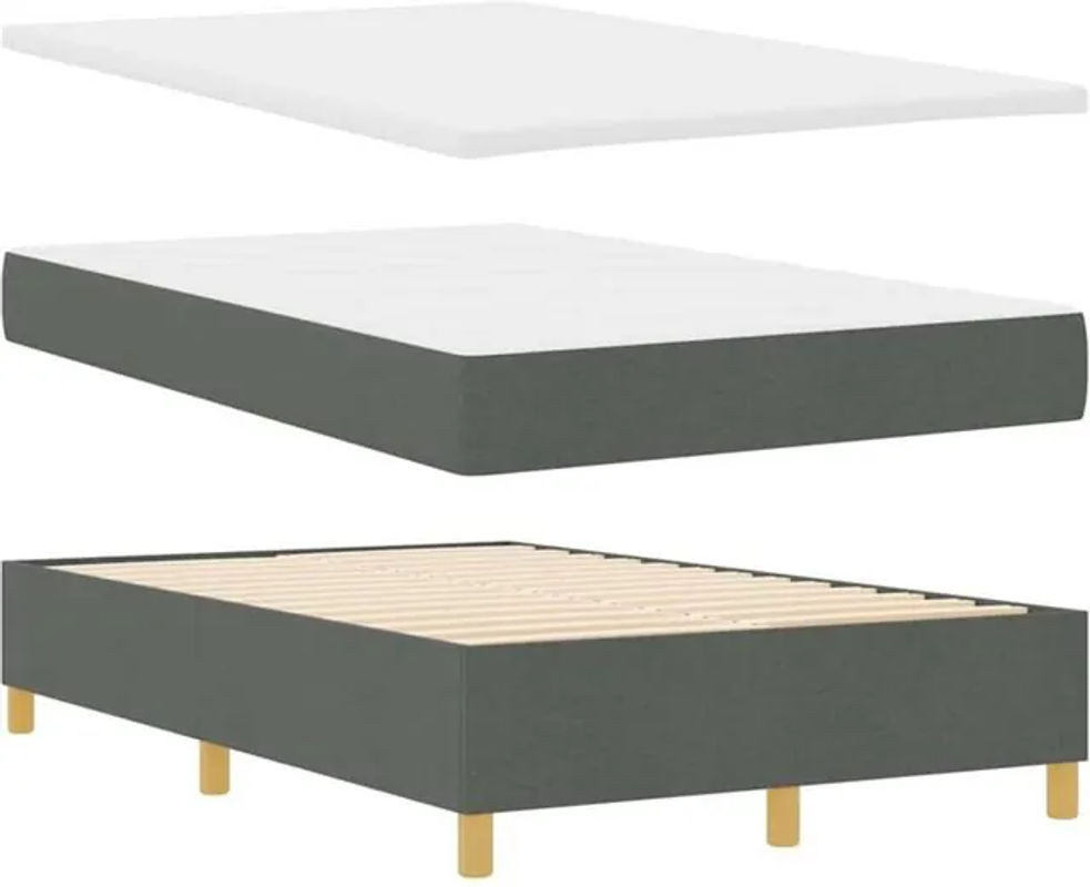vidaXL Boxspringbett mit Matratze in Anthrazit und Grau aus Stoff, B/T: 120 x 200 cm - Bild 1