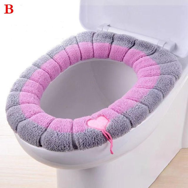 Sheeproc Toilettensitzauflage mit floralem Design in Pink, weiche und waschbare WC-Sitzmatte aus Polyester für ovale Sitze - Bild 1