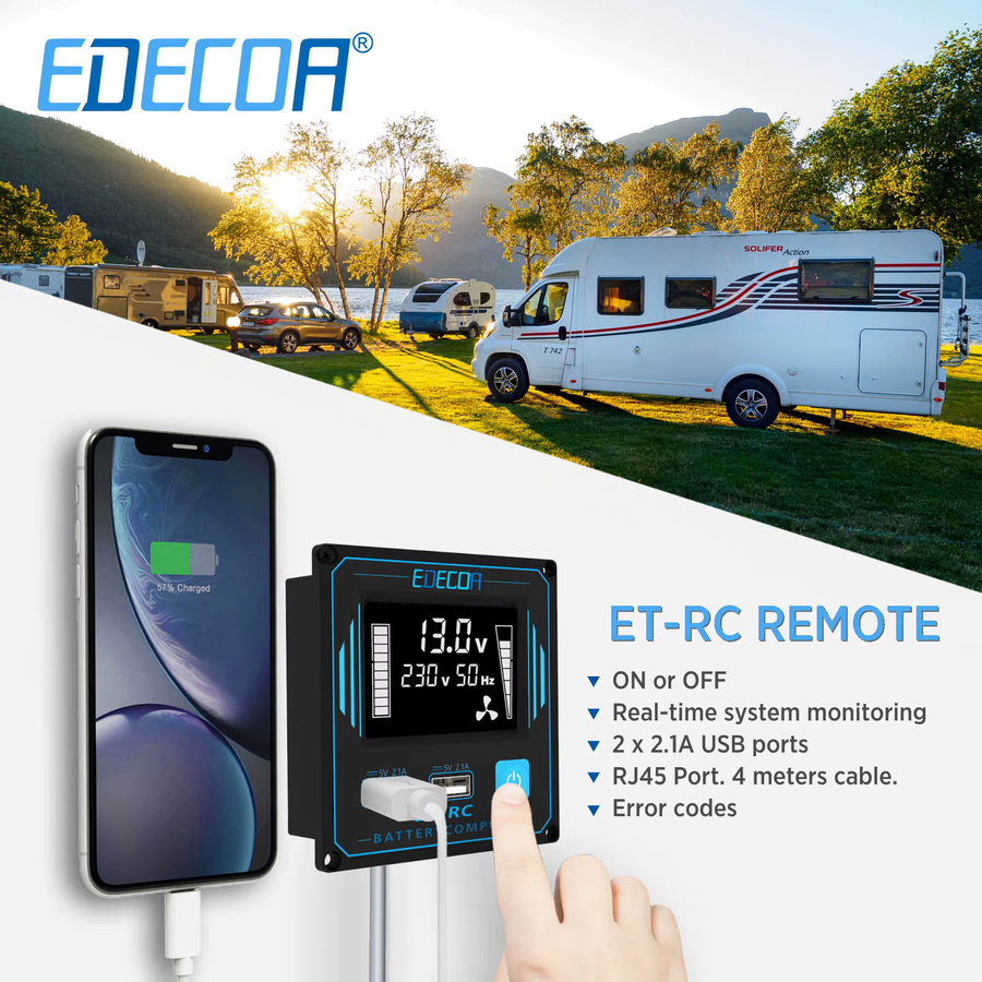 EDECOA Reiner Sinus-Wechselrichter DC 12V zu AC 220V 230V in Schwarz - Bild 3