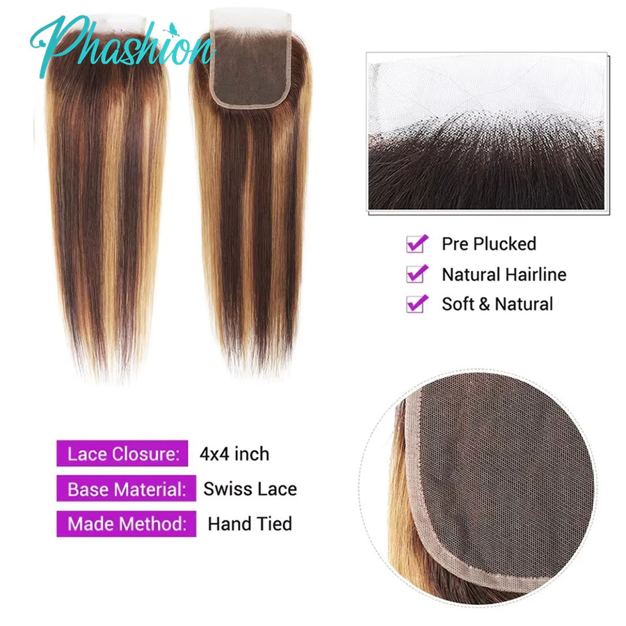Phashion Lace Frontal Extensions, 26 Zoll, 100 % Echthaar, P4/27 - Bild 3