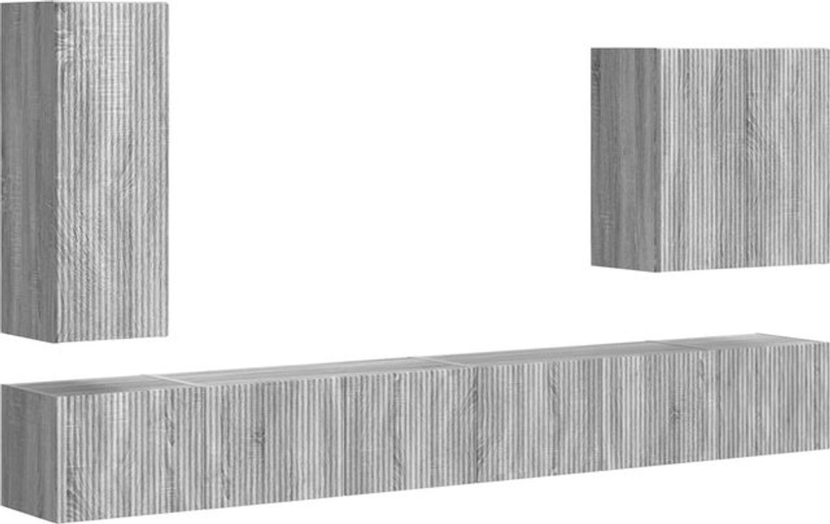vidaXL Wandregal-Set aus Holz in Grau, 6-teiliges Set zur Wandmontage - Bild 1