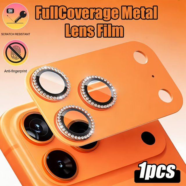 NNBILI Diamant-Linsenschutzhülle für iPhone 17 Pro und iPhone 17 Pro Max in Orange - Bild 1