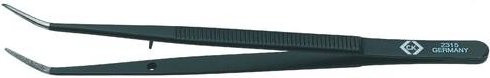 C.K Präzisionspinzette T2315, gebogen und fein, Edelstahl, Schwarz, Länge: 150 mm - Bild 1