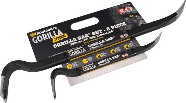 Gorilla Roughneck Brecheisen-Set 2-teilig aus Edelstahl in Schwarz mit Nageleisen und Brechstange 14 Zoll und 24 Zoll - Bild 1