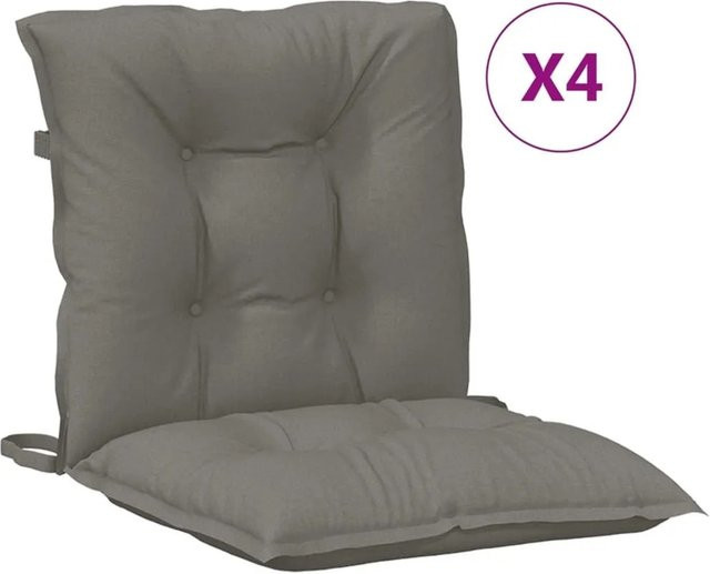 vidaXL Niedriglehner-Auflagen 4er-Set Dunkelgrau aus Polyester, B/T/H: 100 x 50 x 7 cm - Bild 1