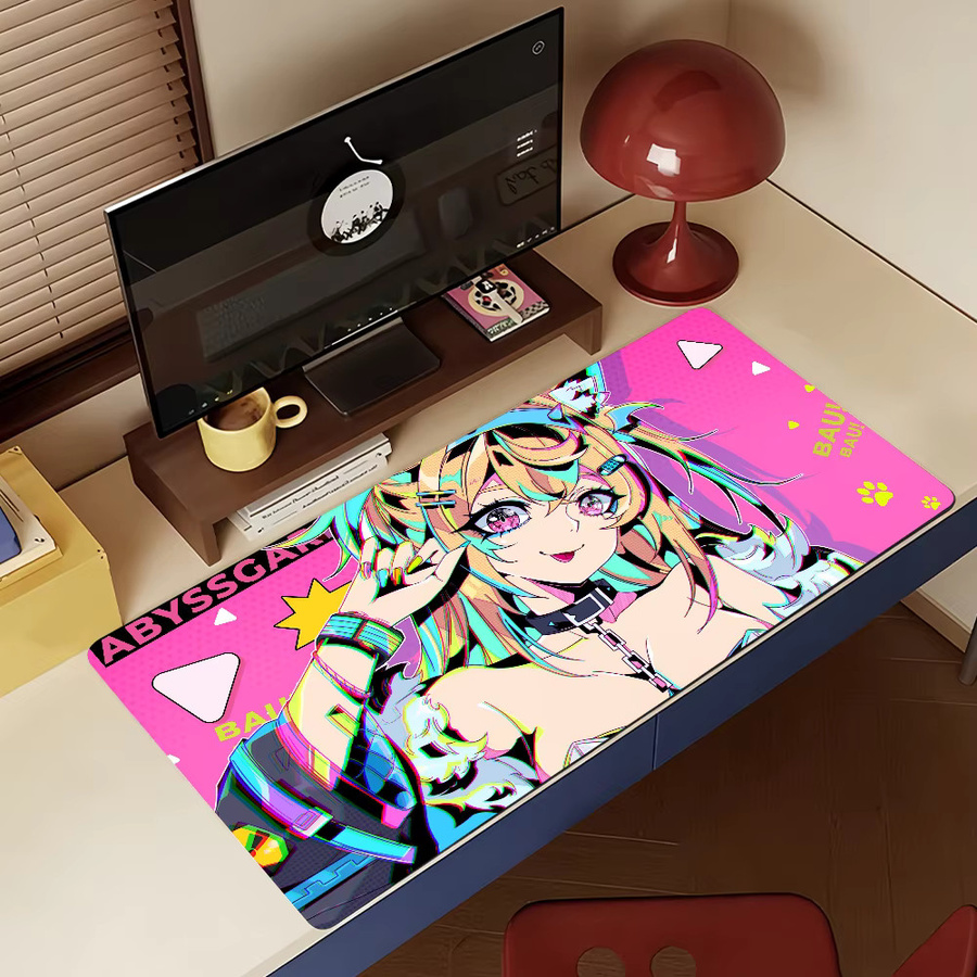 VTuber FuwaMoco Mauspad rutschfeste Gamer-Schreibtischunterlage für Laptop und Büro in Großformat - Bild 4