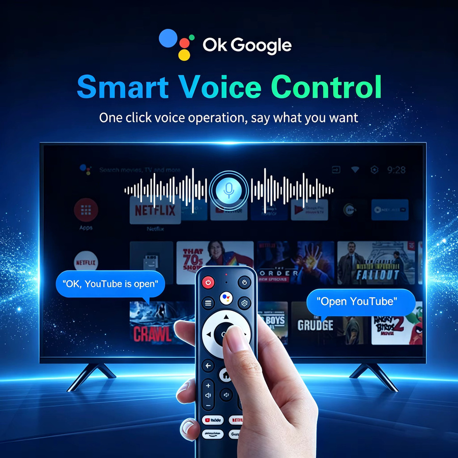 Smart TV Box Android 16 Media Streamer mit Rockchip RK3518, 8K Video, Google Assistant und Dual WLAN 5G/WLAN6, Schwarz - Bild 4