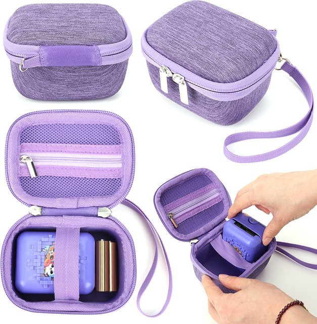 APWIKOGER EVA-Hartschalenkoffer für Bitzee Interactive Digital Pet in Grau und Lila mit Umhängeband und Handschlaufe - Bild 1