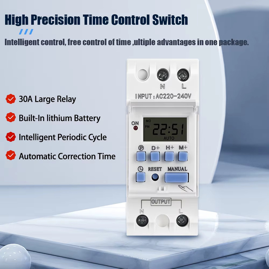 EARU Digitale Zeitschaltuhr THC15A zur DIN-Schiene, Programmierbarer Relais Timer Controller für AC 220V 230V 110V und DC 12V 24V 48V, Weiß - Bild 2