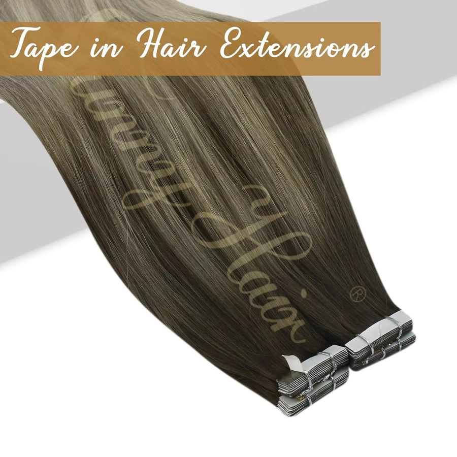 VeSunny Tape-in-Haarverlängerungen, Echthaar, Balayage, Skin Weft, gerade - Bild 3