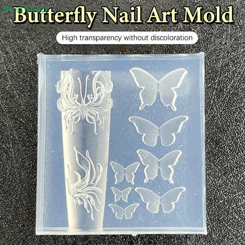 HNKMP 3D Relief Schmetterling Silikon Nail Art Form, Transparent, Unisex - Bild 3