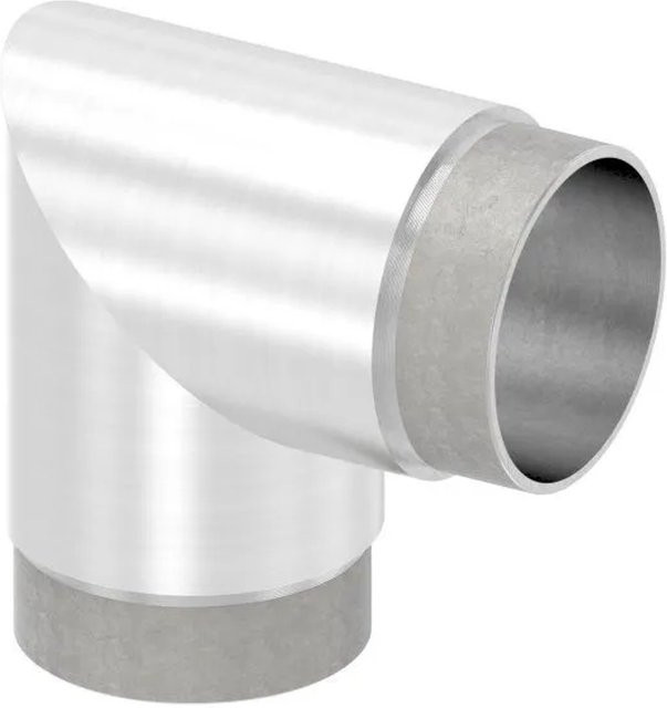 FeNau Rohrbogen 90 Grad aus V2A Edelstahl in Silber für Rohr Ø 60,3 mm und Wandstärke 2,0 mm zum Stecken - Bild 1
