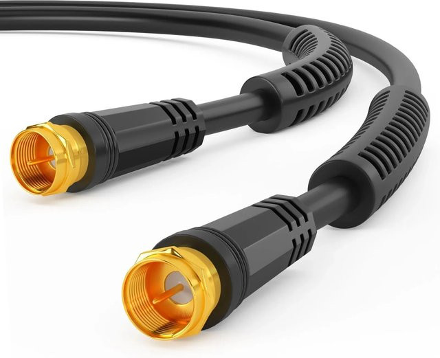 hb-digital SAT-Kabel 7,5 m mit 4-fach Abschirmung, 110 dB, 2x F-Stecker vergoldet und Ferritkern, Schwarz - Bild 1