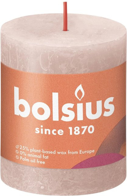 Bolsius Rustik-Kerze Shine in Nebliges Rosa, Durchmesser: 68 mm, Höhe: 80 mm - Bild 1