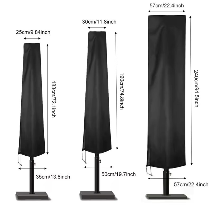 Wasserdichte Oxford Regenschirm Abdeckung für Cantilever und Banana Sonnenschirme in Schwarz, B/T/H: 265 x 50 x 40 cm - Bild 3