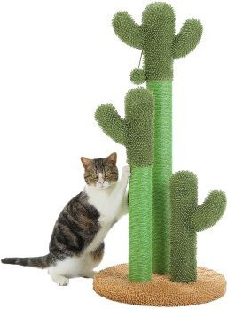 Pawz Road Kaktus Kratzbaum für Katzen in Grün mit integriertem Spielzeug und Sisal, H x B x T: 88 x 40 x 40 cm - Bild 1