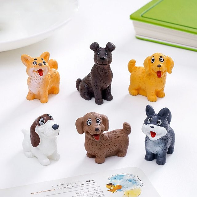 6-teiliges Set MOVING FOREST Hunde-Tierfiguren aus Kunstharz in Multicolour als Miniatur-Dekoration für Bonsai, Feengarten und Heimdekoration - Bild 1