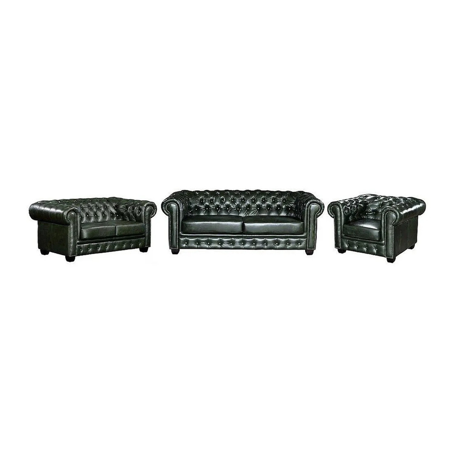 Vente-unique Couchgarnitur Brenton im Chesterfield-Design aus Leder, Tannengrün, B/T/H: 201 x 105 x 160 cm - Bild 2